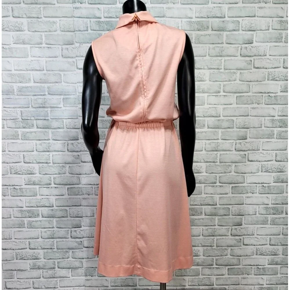 Vintage‎ 70s Butte Knit S/M Peach Pink Day Dress & Jacket Polyester Outfit Set